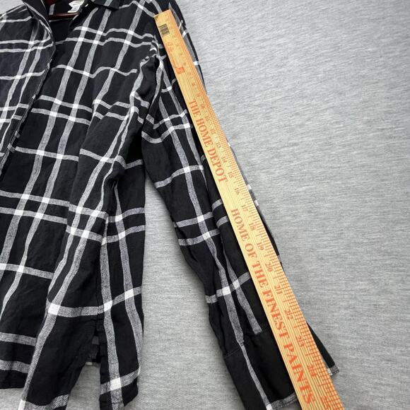 Talbots Women Irish Linen Button Up Shirt Size 18 Black Plaid Beachy Capsule - Picture 8 of 10